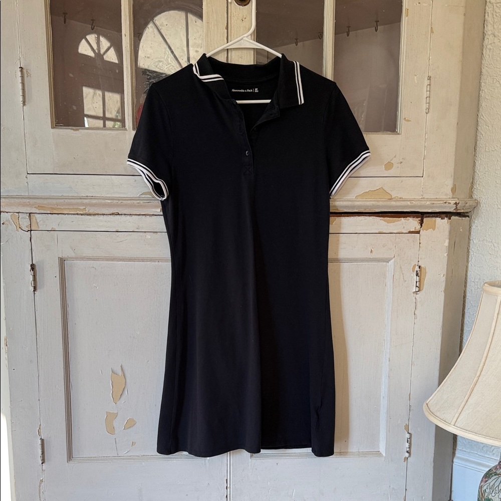 Abercrombie Black Polo Dress with White Trim
